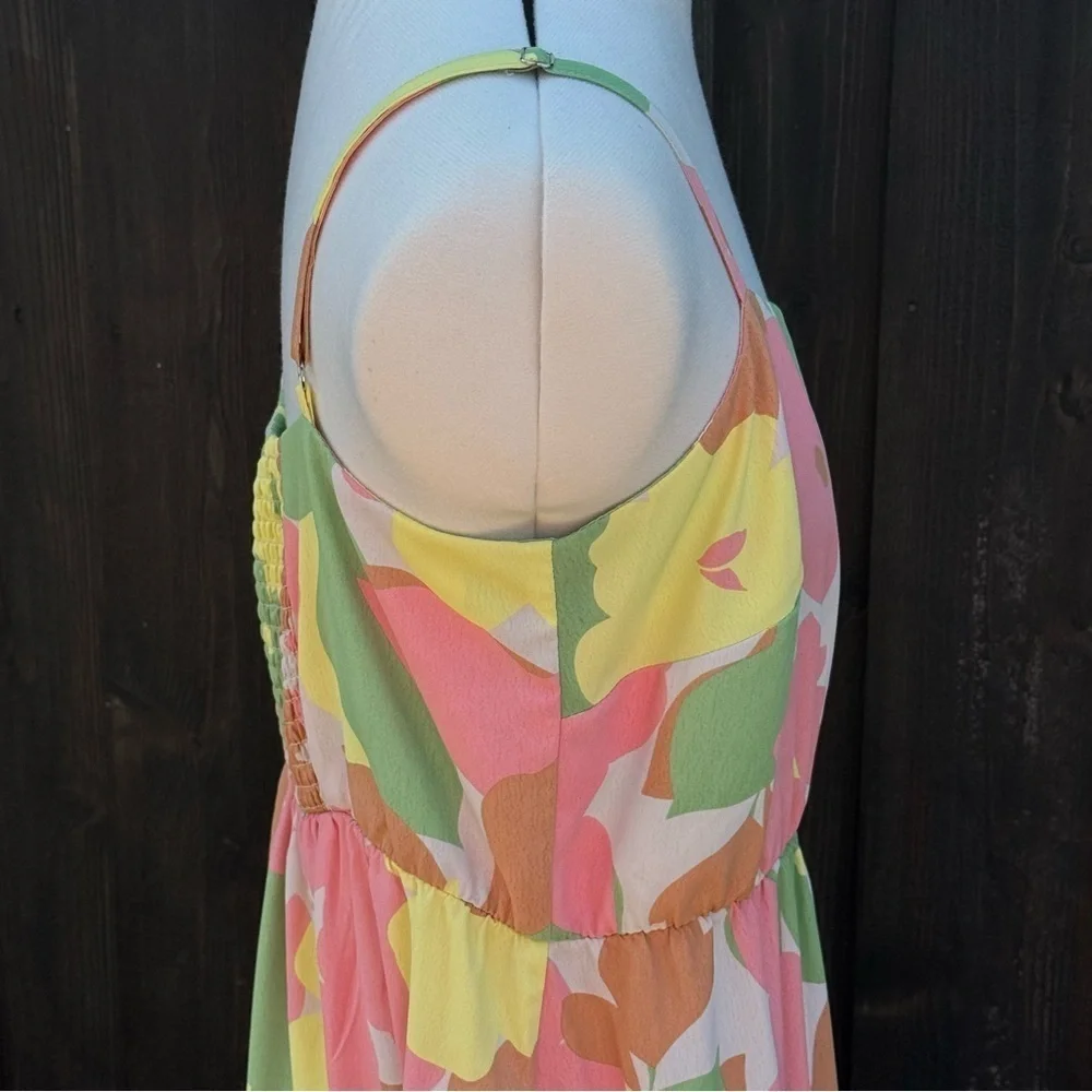 Sanctuary Orange and Pink Spaghetti Strap Midi Sundress